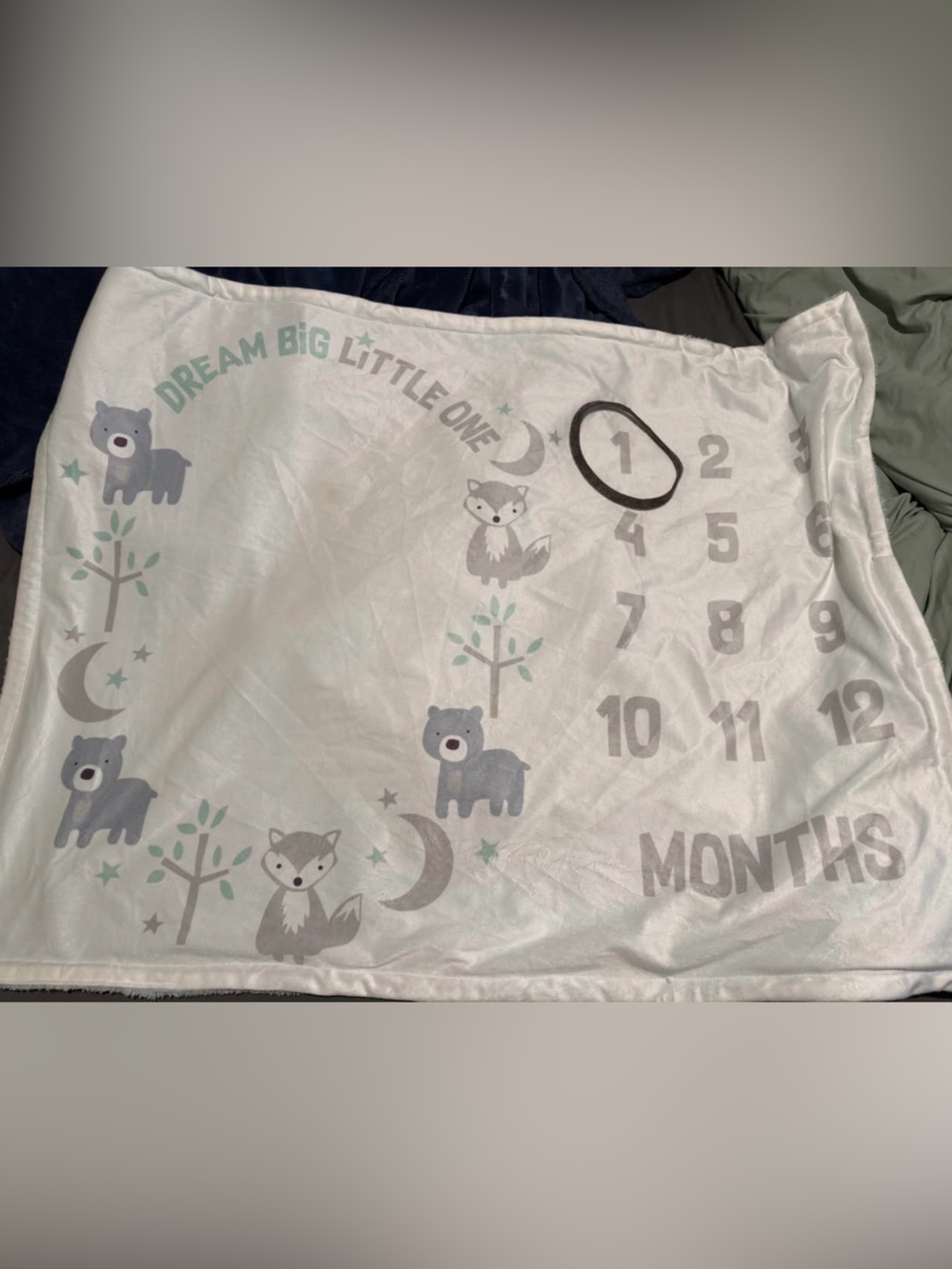 Dream Big Little One Baby Milestone Blanket - Gray & Mint